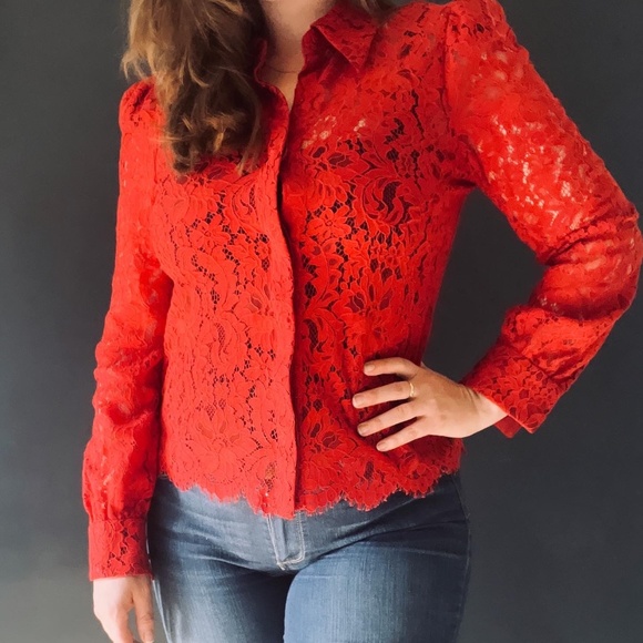 L’agance Red Lace Shirt (Jenica Blouse) - Picture 1 of 5